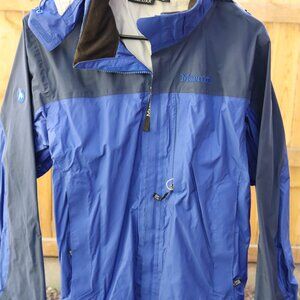 Marmot Works Precip Blue Hooded Waterproof Rain Jacket Women’s Size Small
